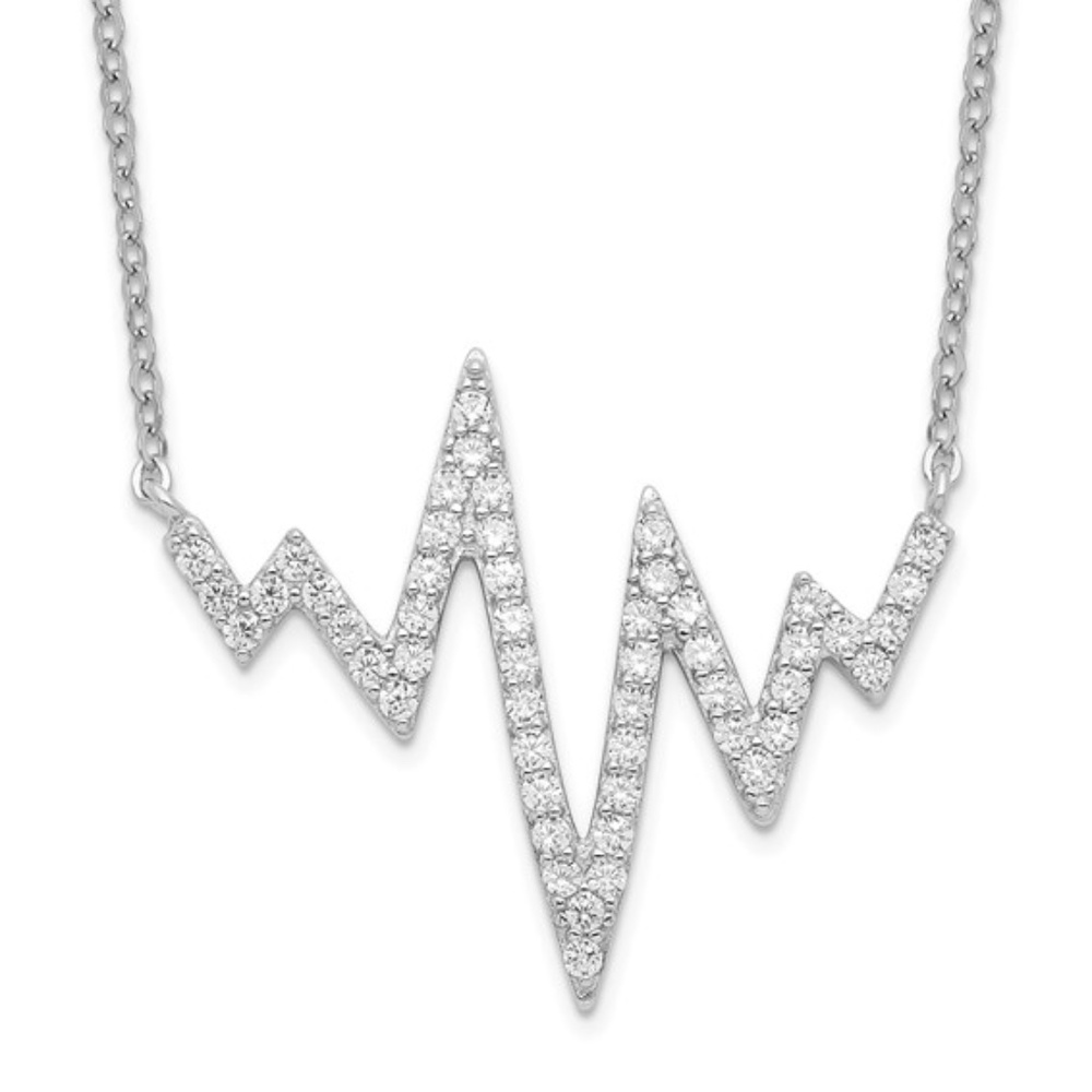Heartbeat CZ Necklace Sterling Silver